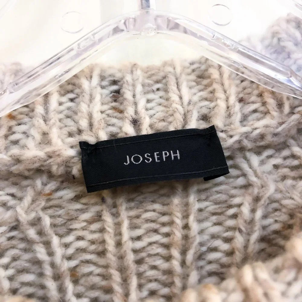JOSEPH Wool Blend Melange Tan Tight Knit Crew Neck Designer Pullover Sweater M - Picture 7 of 12